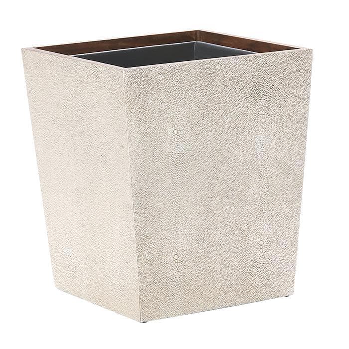 Manchester Faux Shagreen Square Waste Basket (Warm Silver)