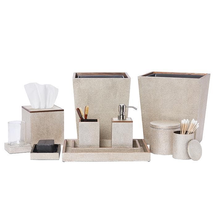 Manchester Faux Shagreen Double Wastebasket  (Warm Silver)