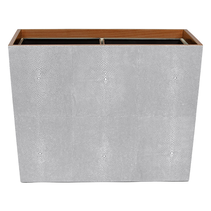 Manchester Faux Shagreen Double Wastebasket  (Ash Gray)