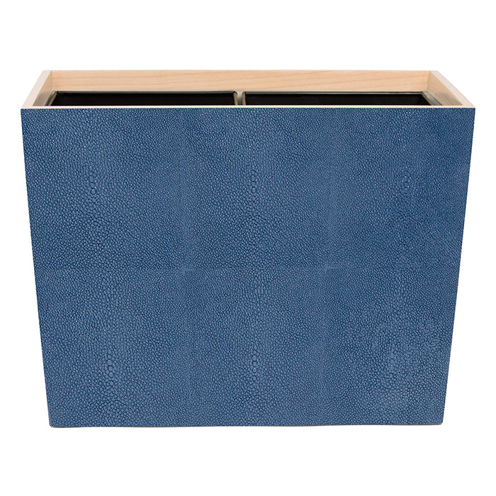 Manchester Faux Shagreen Double Wastebasket  (Navy Blue)