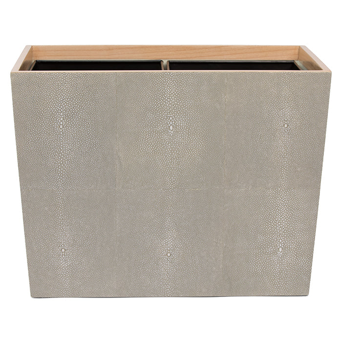 Manchester Faux Shagreen Double Wastebasket  (Sand)
