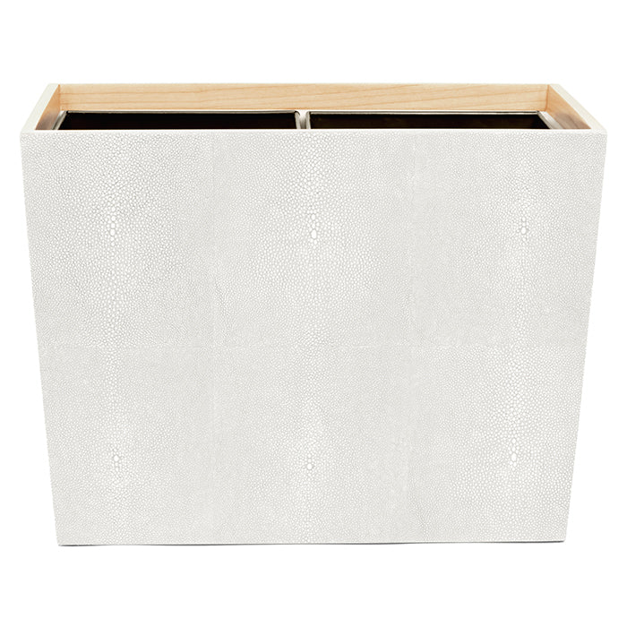 Manchester Faux Shagreen Double Wastebasket  (Snow)