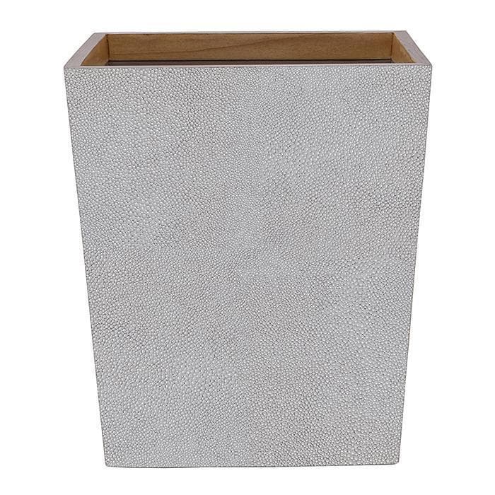 Manchester Faux Shagreen Square Waste Basket (Ash Gray)