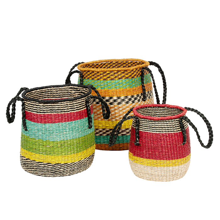 Millbrae Multi-Color Seagrass Baskets Set/3