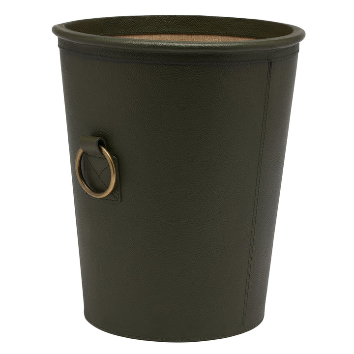Ogden Full-Grain Leather Wastebasket (Forest Green)