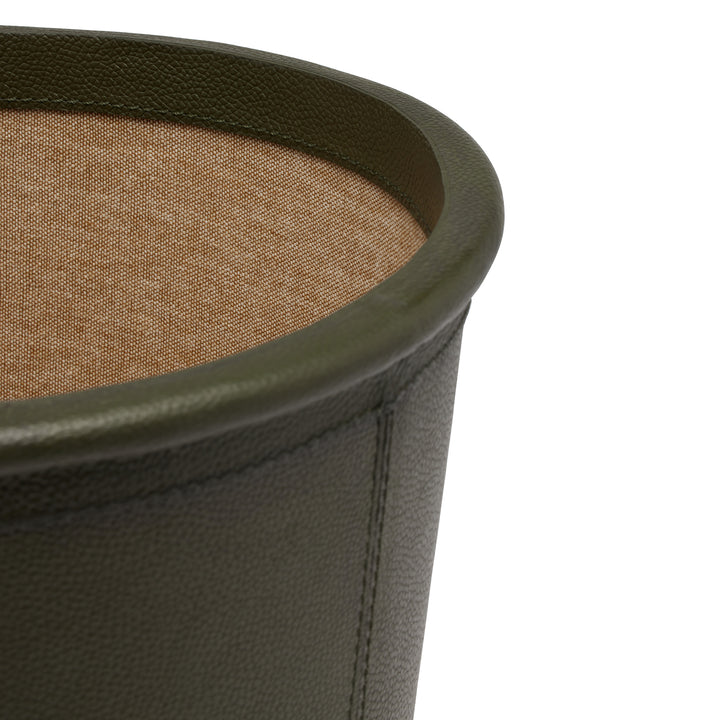 Ogden Full-Grain Leather Wastebasket (Forest Green)
