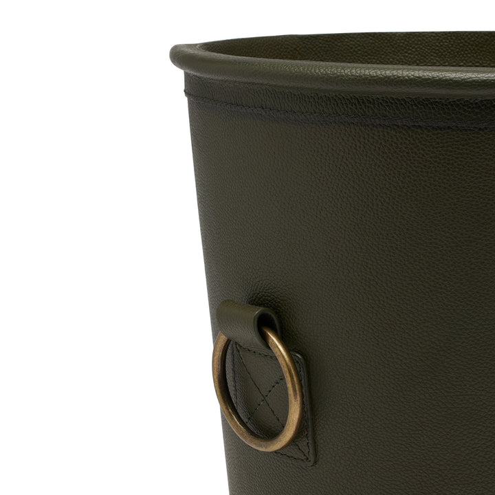 Ogden Full-Grain Leather Wastebasket (Forest Green)