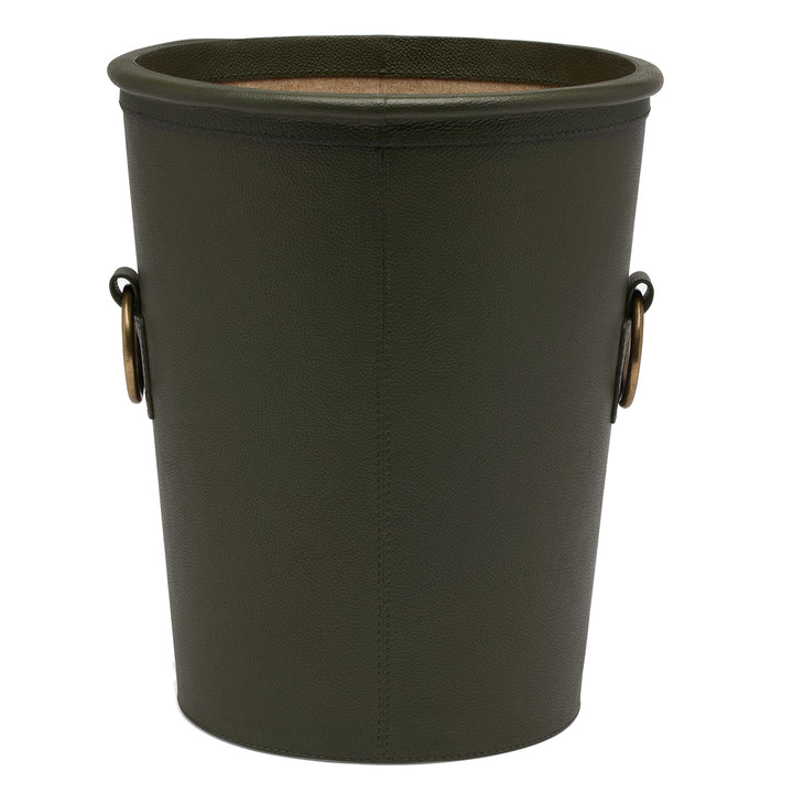 Ogden Full-Grain Leather Wastebasket (Forest Green)