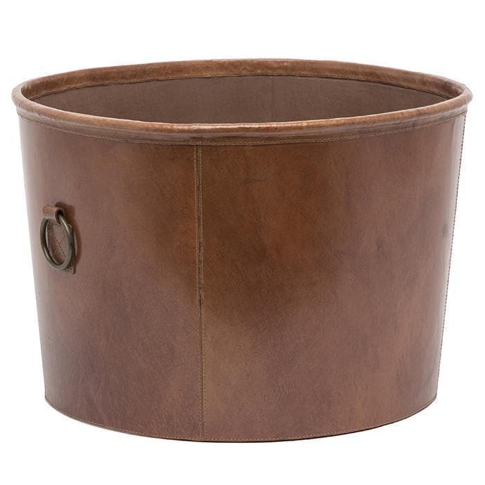 Ogden Full-Grain Leather Basket (Tobacco)