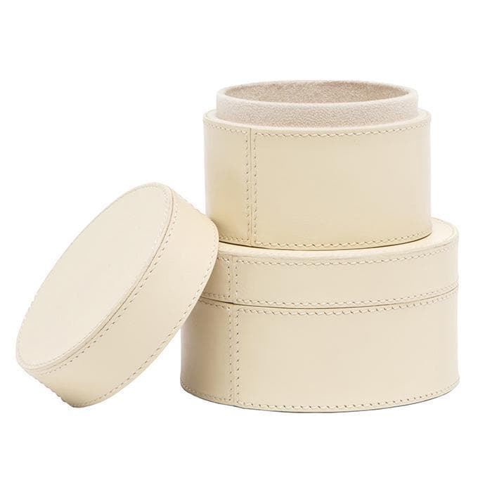 Orsett Cream Leather Round Canister Set/2