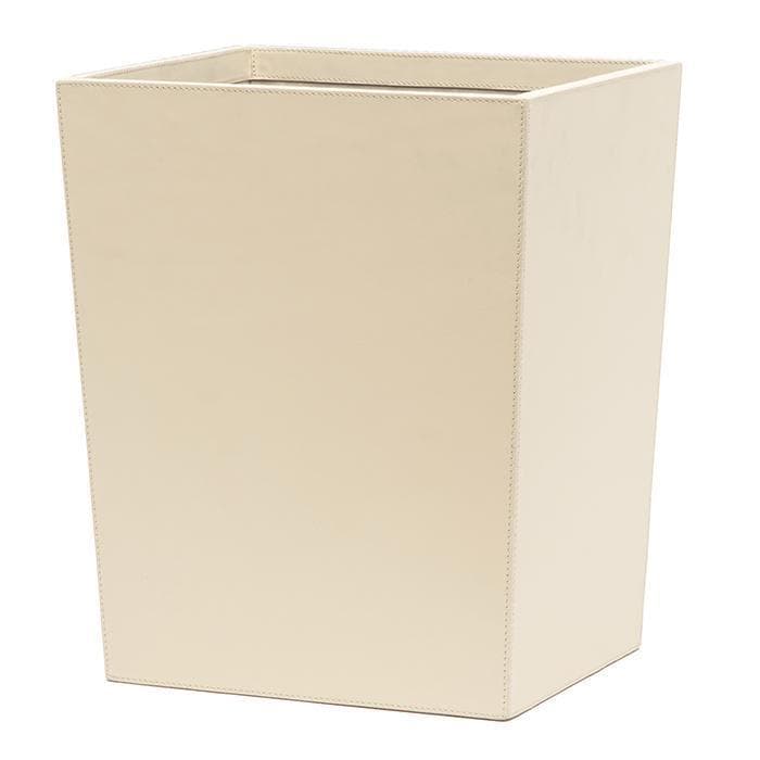 Orsett Cream Leather Rectangle Wastebasket