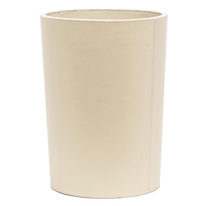 Orsett Cream Leather Round Wastebasket