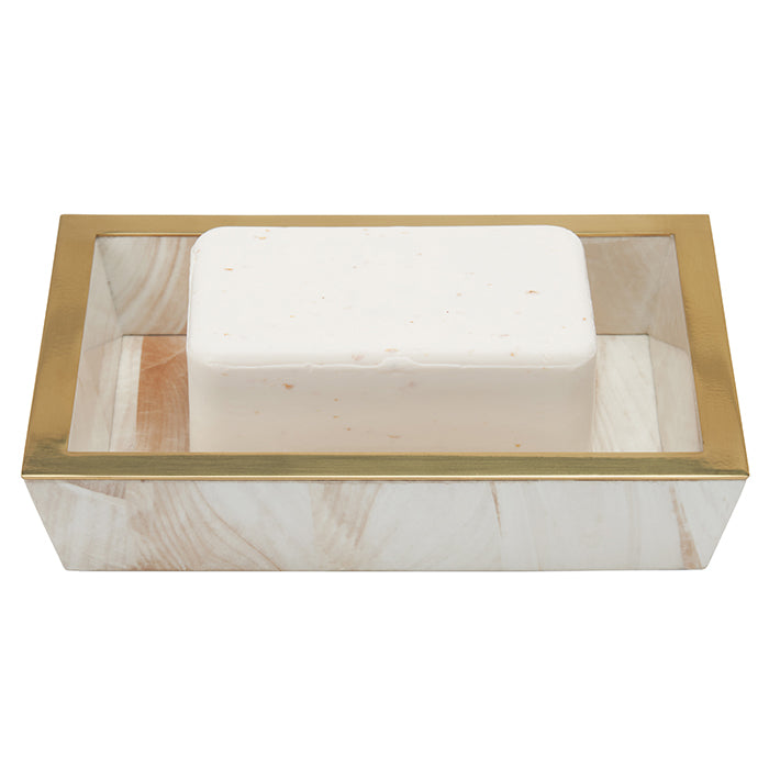 Palermo Faux Clamstone with Brass Soap Dish - Rectangle