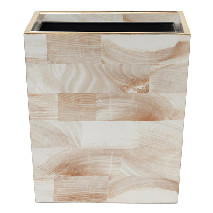 Palermo Faux Clamstone with Brass Rectangle Waste Basket