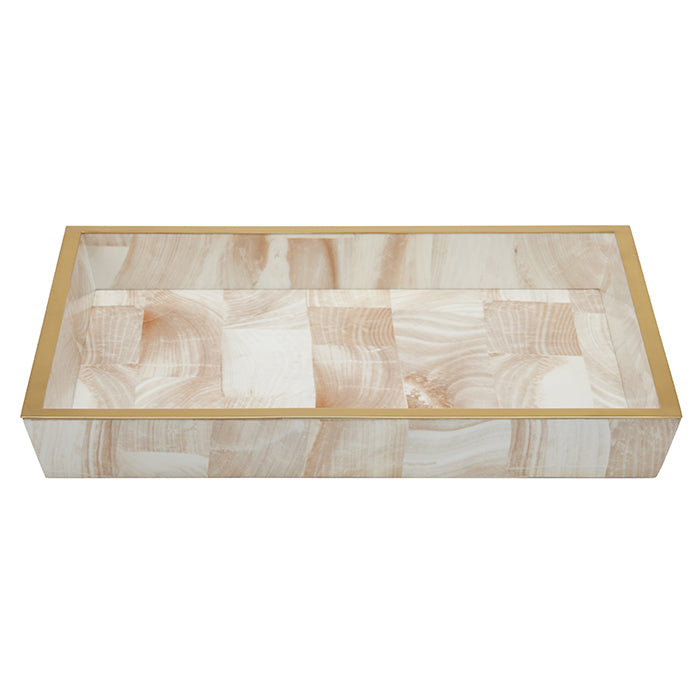 Palermo Faux Clamstone with Brass Large Tray