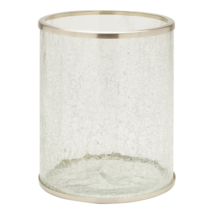 Pomaria Glass/Stainless Steel Round Waste Basket (Brushed Silver)