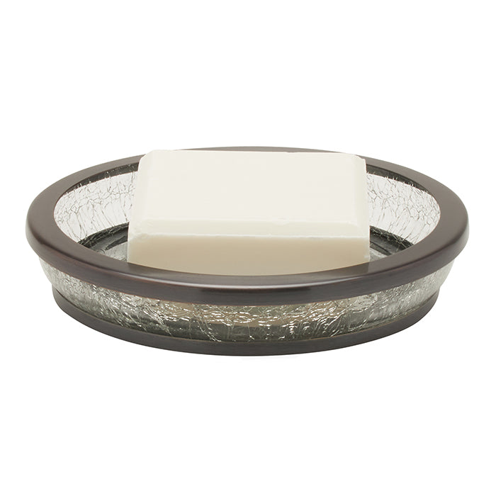 Pomaria Glass/Stainless Steel Soap Dish - Round (Dark Bronze)