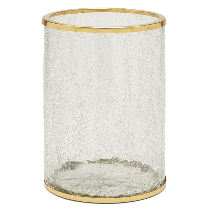 Pomaria Glass/Stainless Steel Round Waste Basket (Brushed Gold)