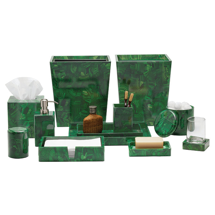 Porter Faux Malachite Hand Towel Tray Set/2