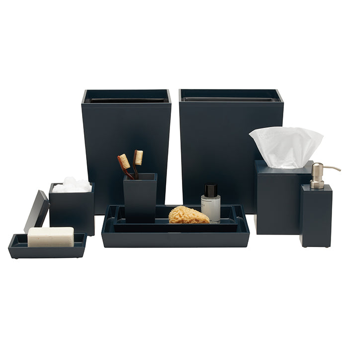 Quincy Lacquered Wood Tray Set (Matte Navy)