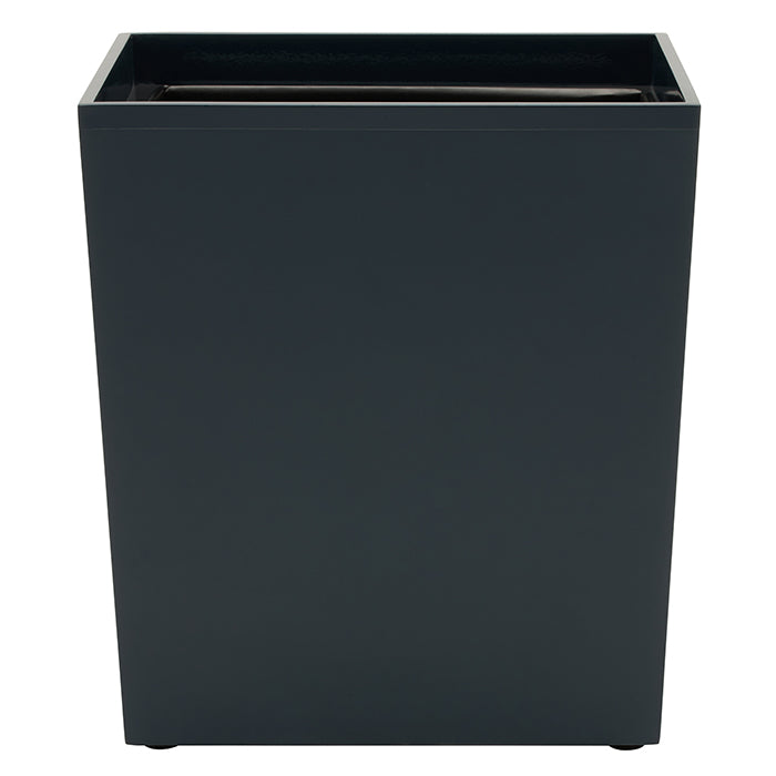 Quincy Lacquered Wood Rectangle Waste Basket (Matte Navy)