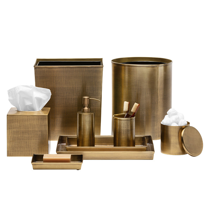 Remy Stainless Steel Round Waste Basket (Antique Brass)