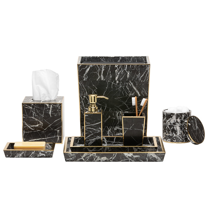 Rhodes Nero Marble/Brass Tissue Box
