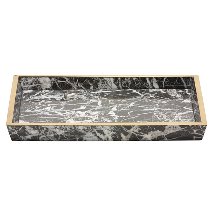 Rhodes Nero Marble/Brass Large Tray