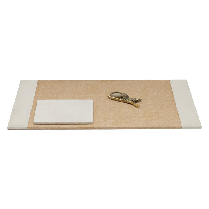 Segovia Suede Leather Desk Blotter Set/2 (Light Gray)