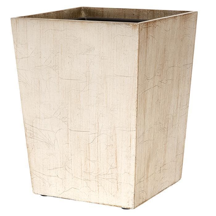 Tanlay Lacquered Silver Leaf Square Waste Basket