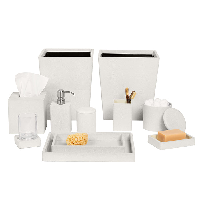 Tenby Faux Shagreen Canister (Blanc)