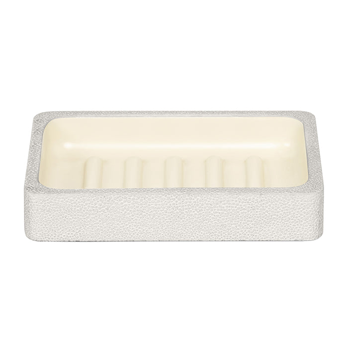 Tenby Faux Shagreen Bathroom Accessories (Blanc)