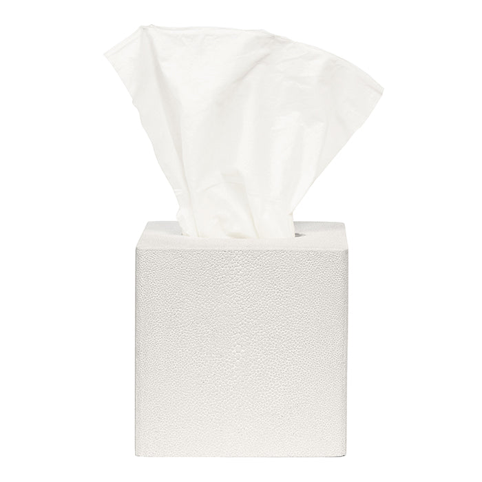 Tenby Faux Shagreen Tissue Box (Blanc)