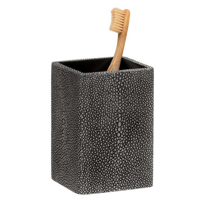 Tenby Faux Shagreen Brush Holder (Cool Gray)
