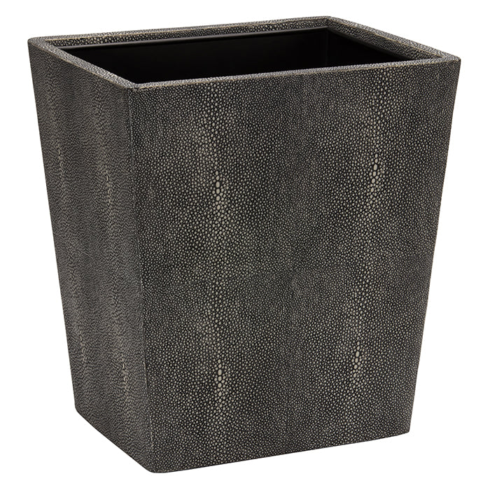 Tenby Faux Shagreen Rectangle Waste Basket (Cool Gray)