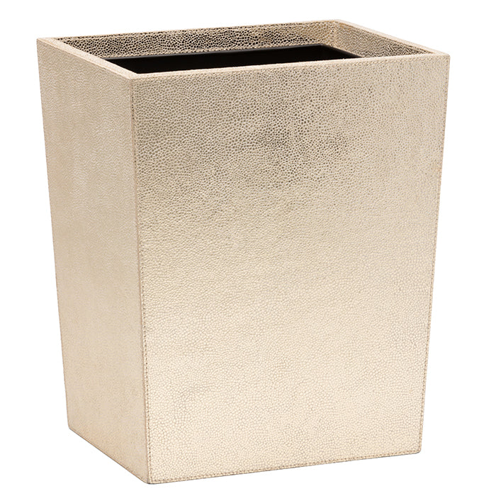 Viana Gold Foil Full-Grain Leather Rectangular Wastebasket