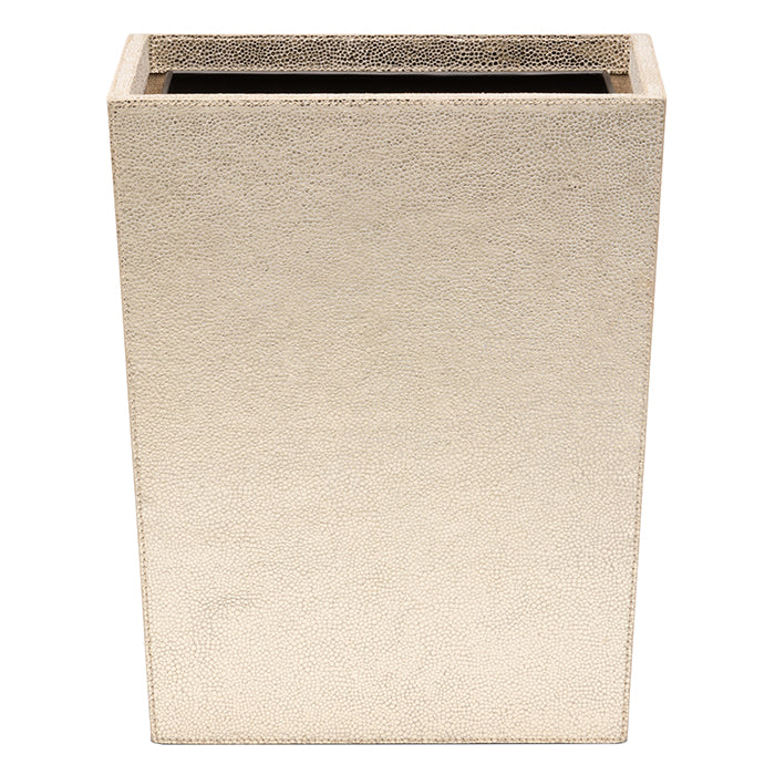 Viana Gold Foil Full-Grain Leather Rectangular Wastebasket - Thumbnail 2