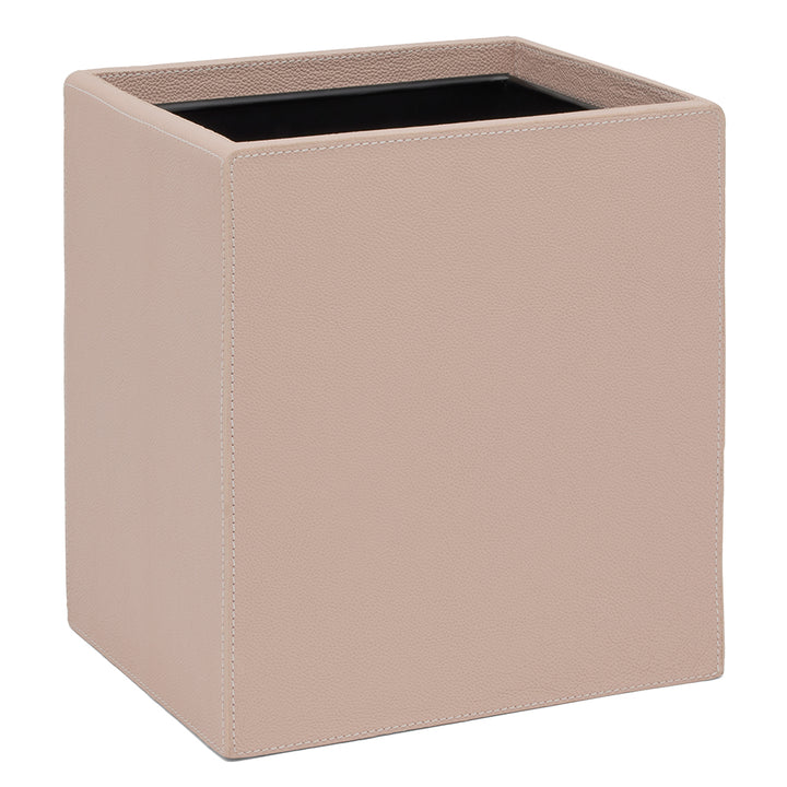 Victoria Full-Grain Leather Rectangle Waste Basket (Dusty Rose)