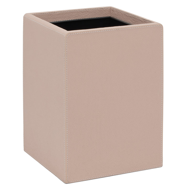 Victoria Full-Grain Leather Square Waste Basket (Dusty Rose)