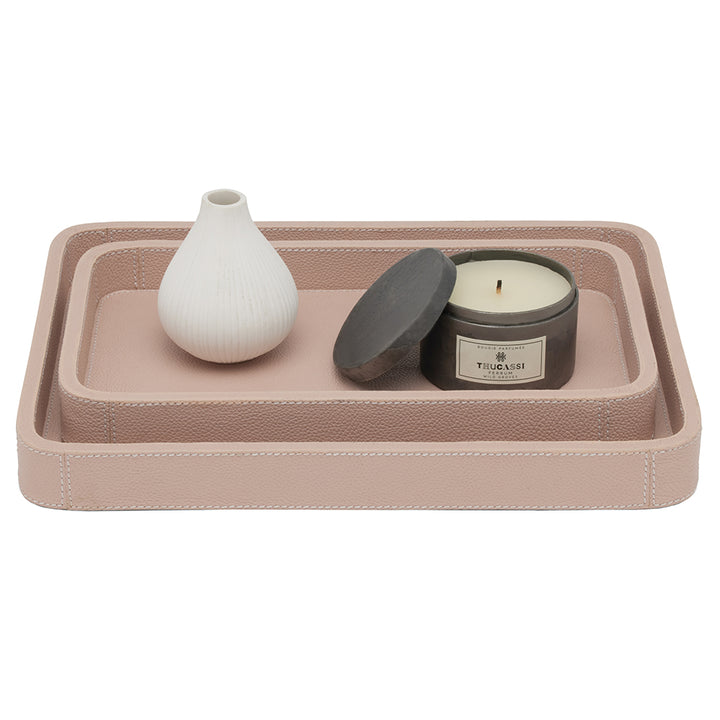 Victoria Full-Grain Leather Tray Set/2 (Dusty Rose)