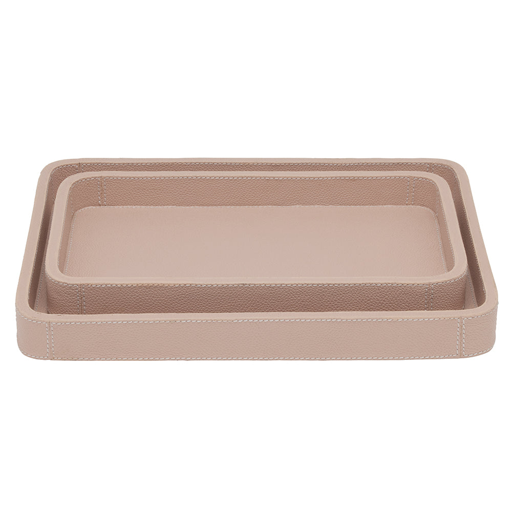 Victoria Full-Grain Leather Tray Set/2 (Dusty Rose)