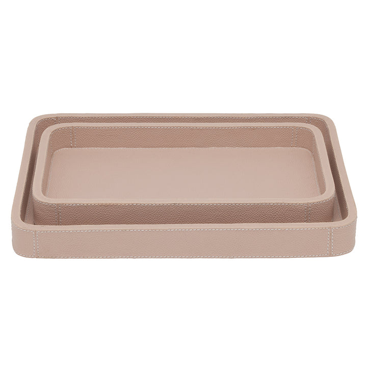 Victoria Full-Grain Leather Tray Set/2 (Dusty Rose)