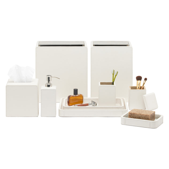 Victoria Full-Grain Leather Tray Set/2 (White)
