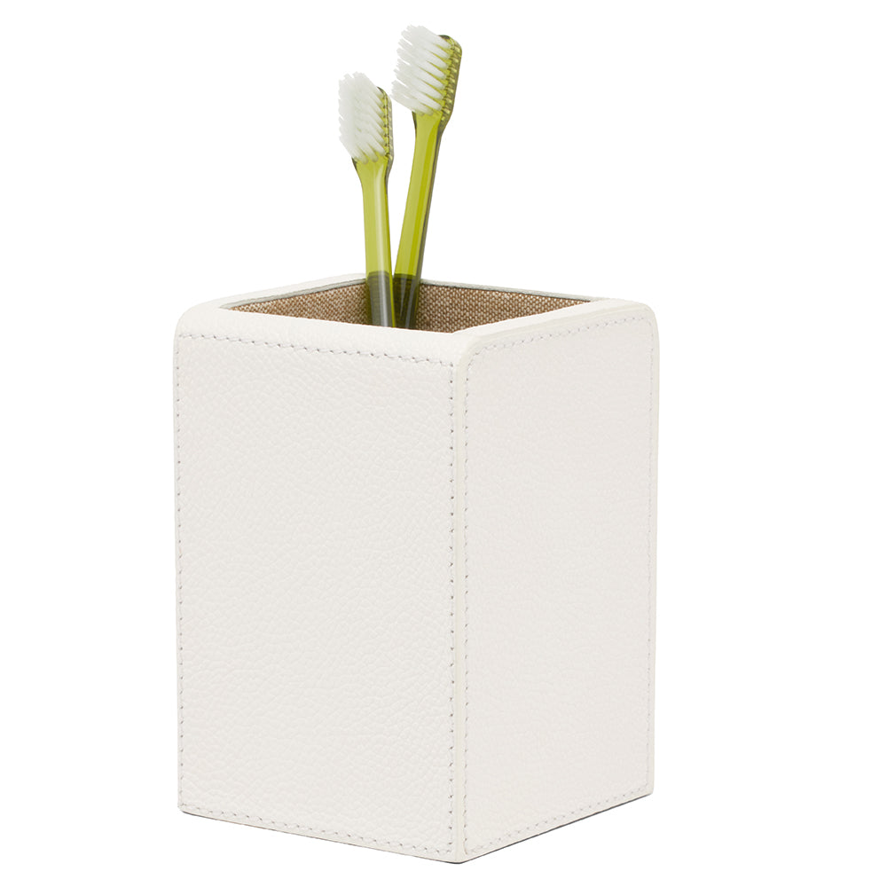 Victoria Full-Grain Leather Bathroom Accessories (White)