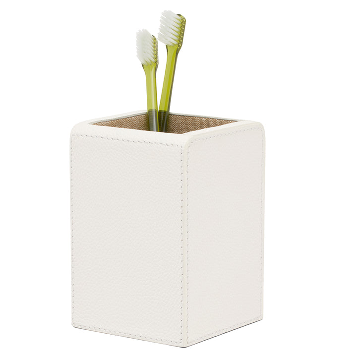 Victoria Full-Grain Leather Bathroom Accessories (White)