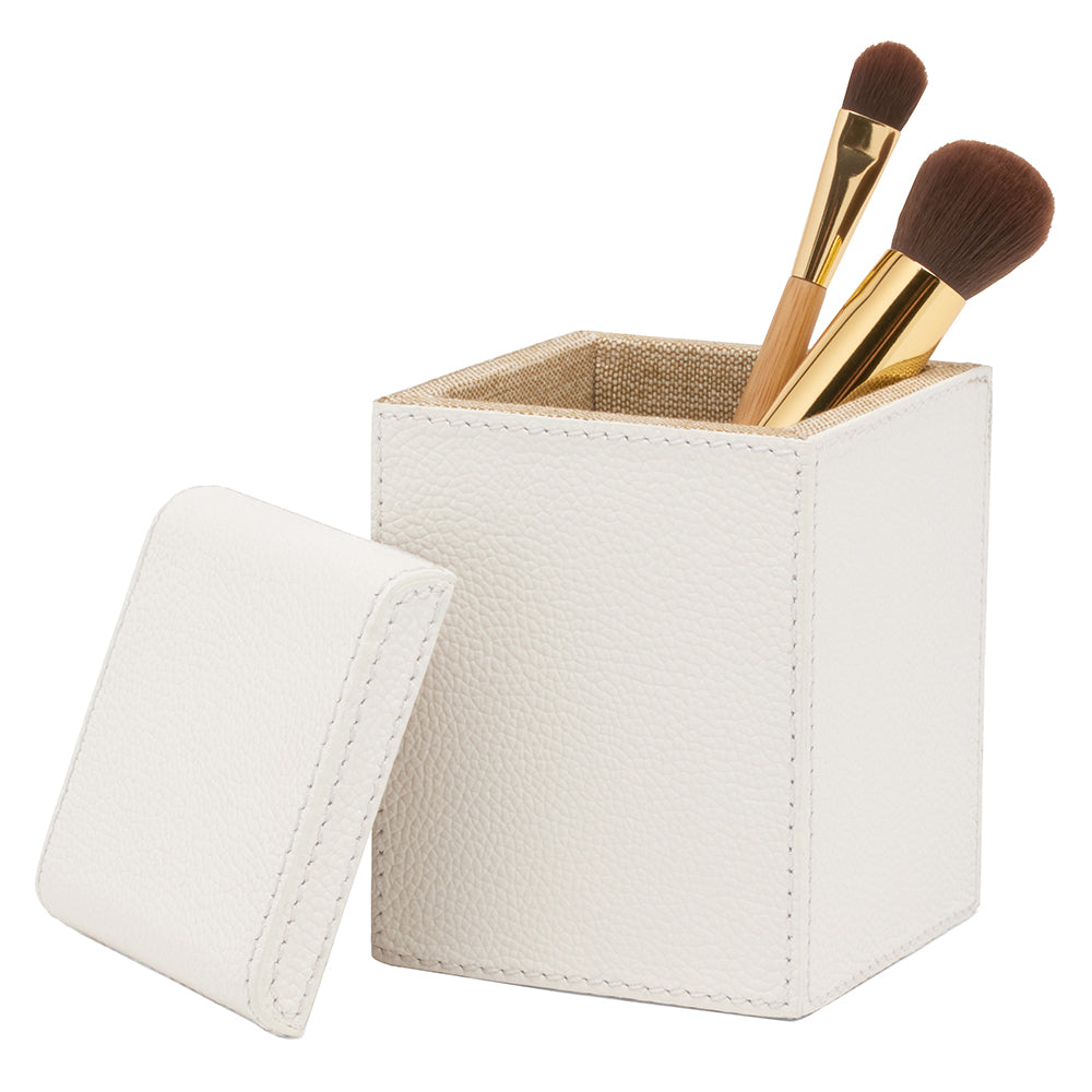 Victoria Full-Grain Leather Canister (White)