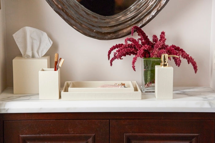 Dannes Faux Belgian Linen Soap Pump (White) - Thumbnail 4