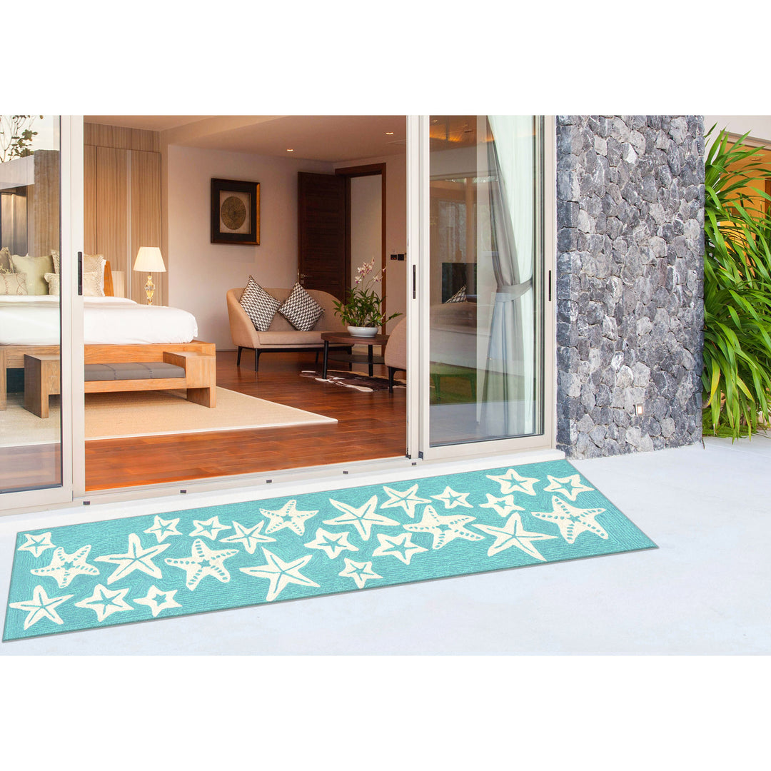 Liora Manne Capri Starfish Indoor/Outdoor Rug Aqua