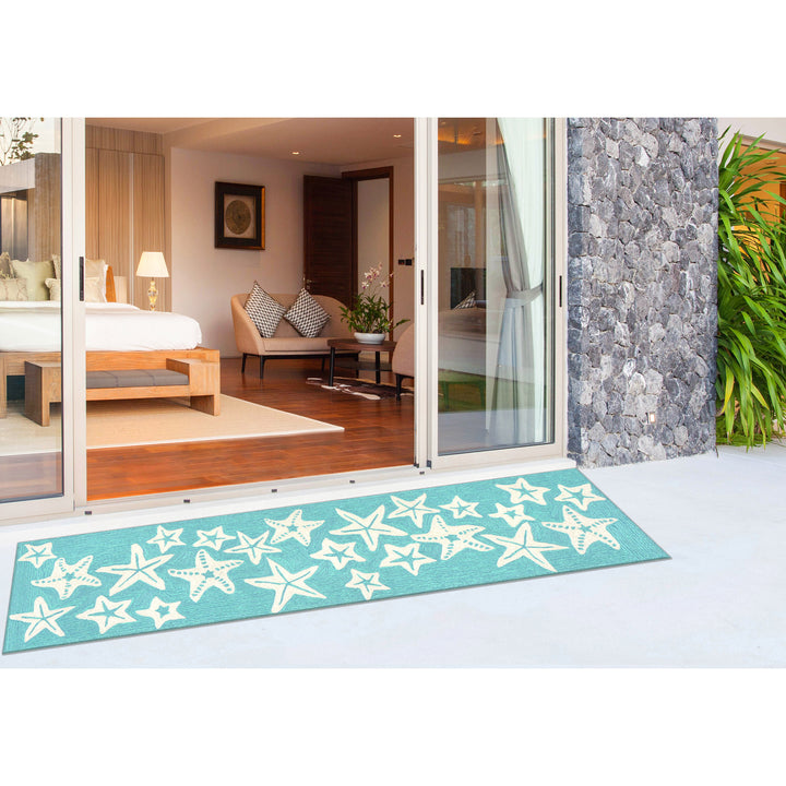 Liora Manne Capri Starfish Indoor/Outdoor Rug Aqua