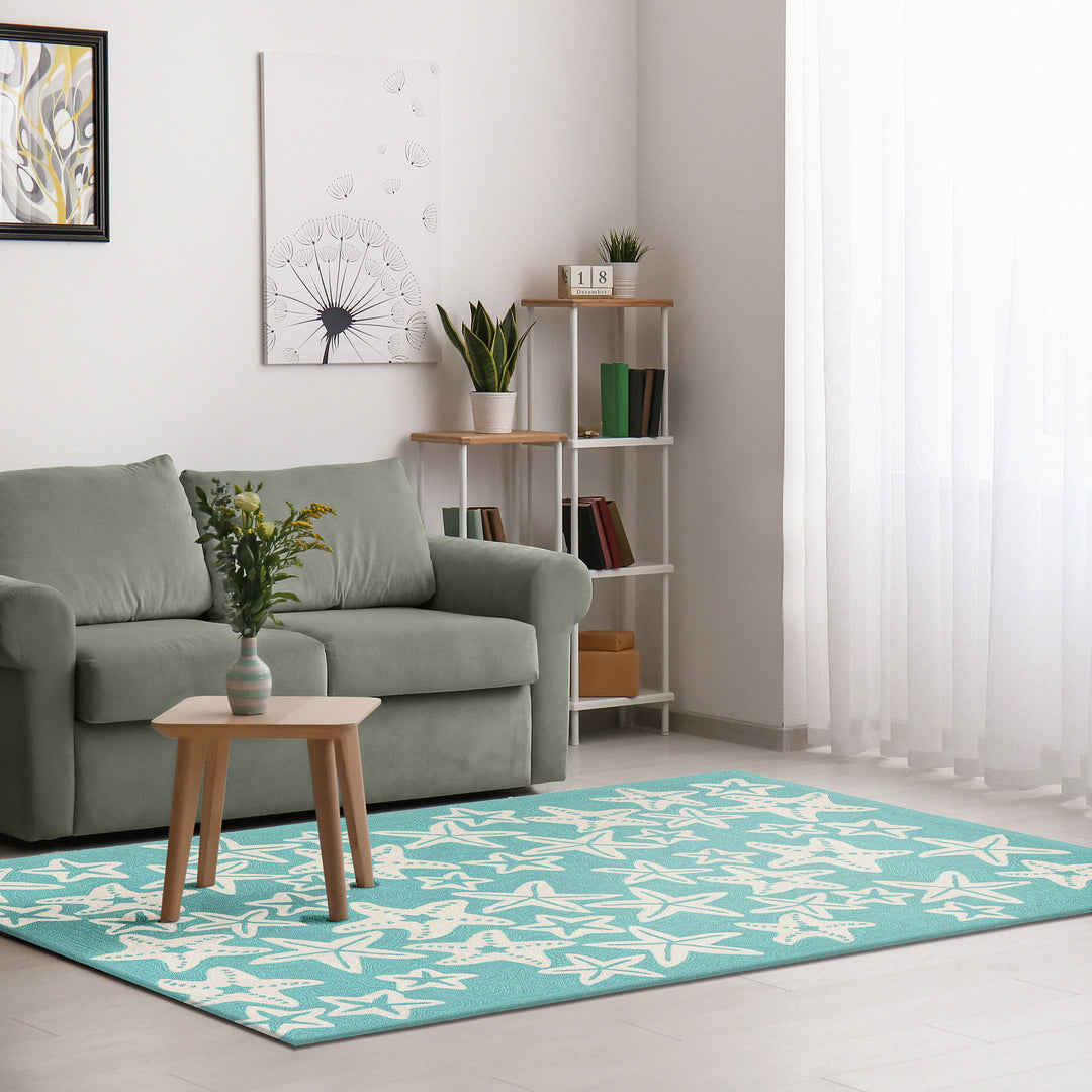 Liora Manne Capri Starfish Indoor/Outdoor Rug Aqua